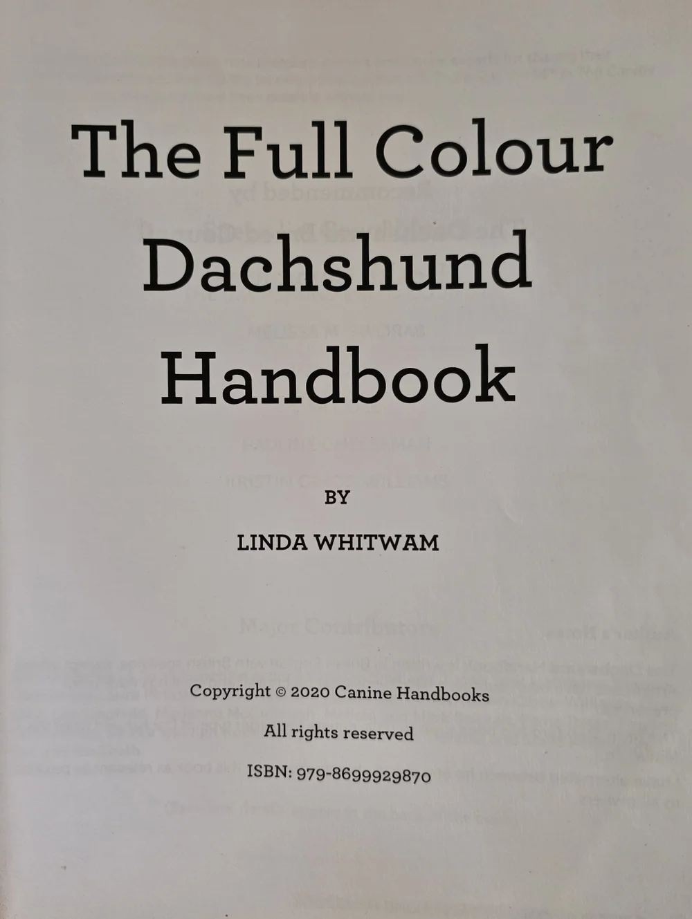 The Dachshund Handbook & Training Book